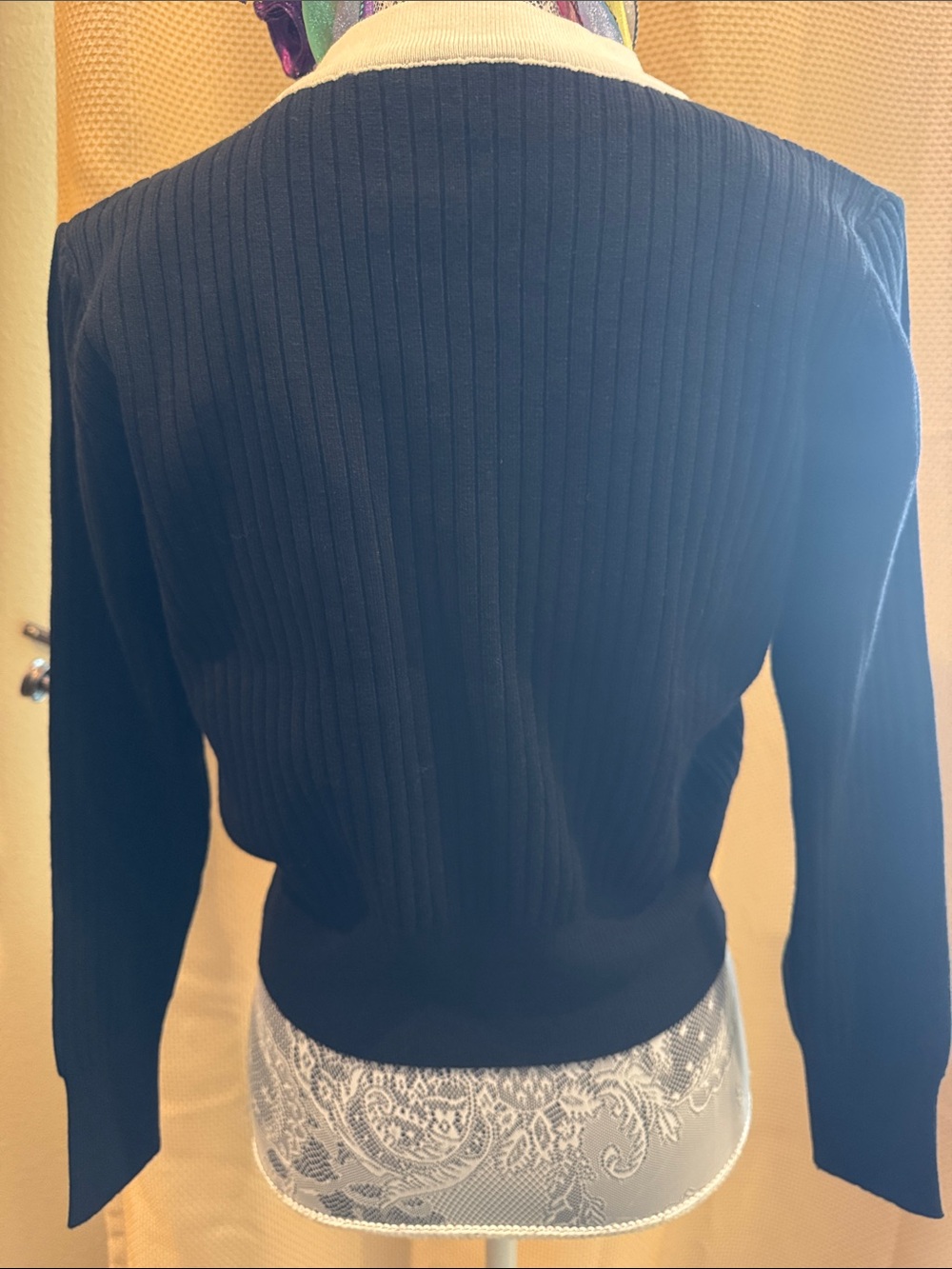 Classic Black and White CC Button Down Sweater - Picture 5 of 17